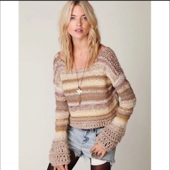 Free People Sweaters - FREE PEOPLE | Limbo Striped Crop Sweater Chunky L